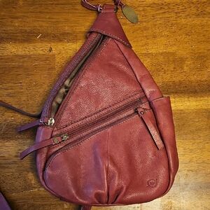 Born Red Backpack with Teardrop Design and Leather Finish